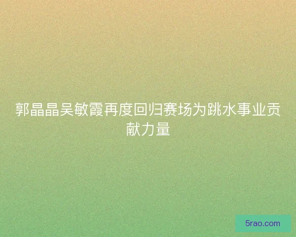 郭晶晶吴敏霞再度回归赛场为跳水事业贡献力量