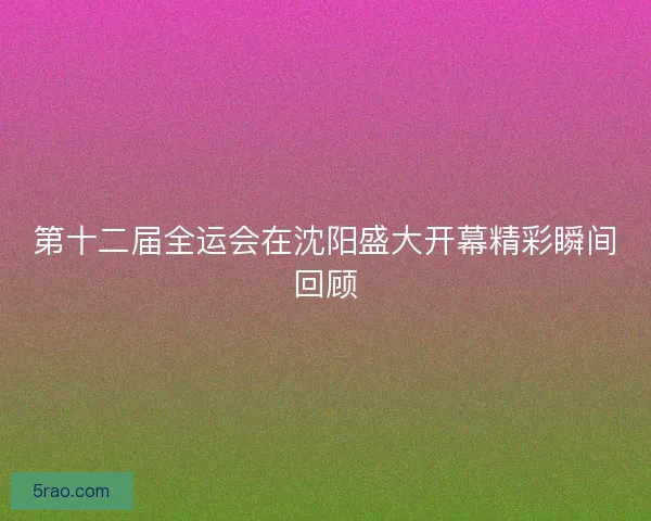 第十二届全运会在沈阳盛大开幕精彩瞬间回顾